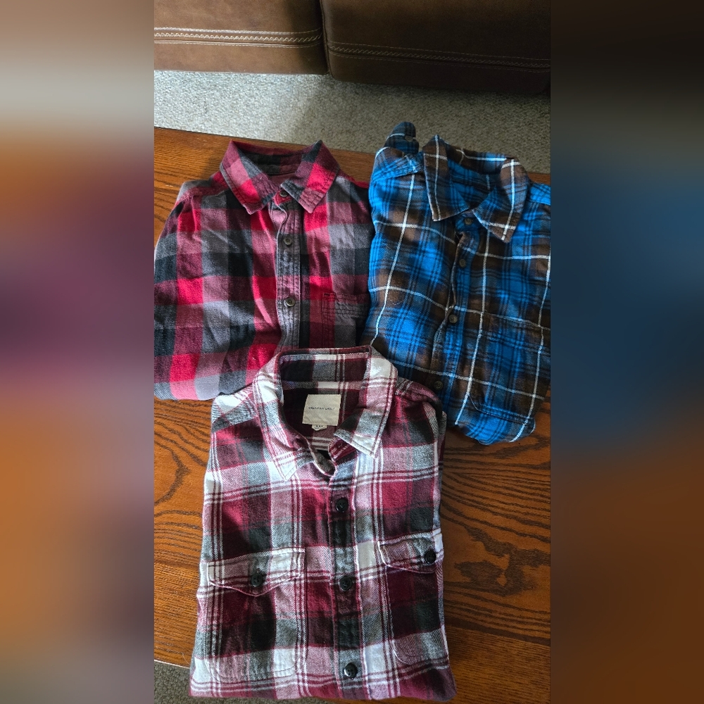 Plaid Flannel Shirts - Blue, Red, Gray